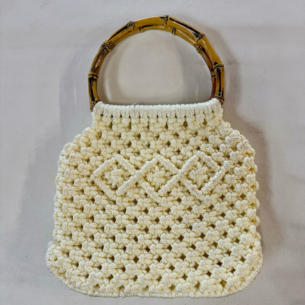 ‘60s Replica Hand-Knotted Macramé Lined Handbag - Picture 3 of 14